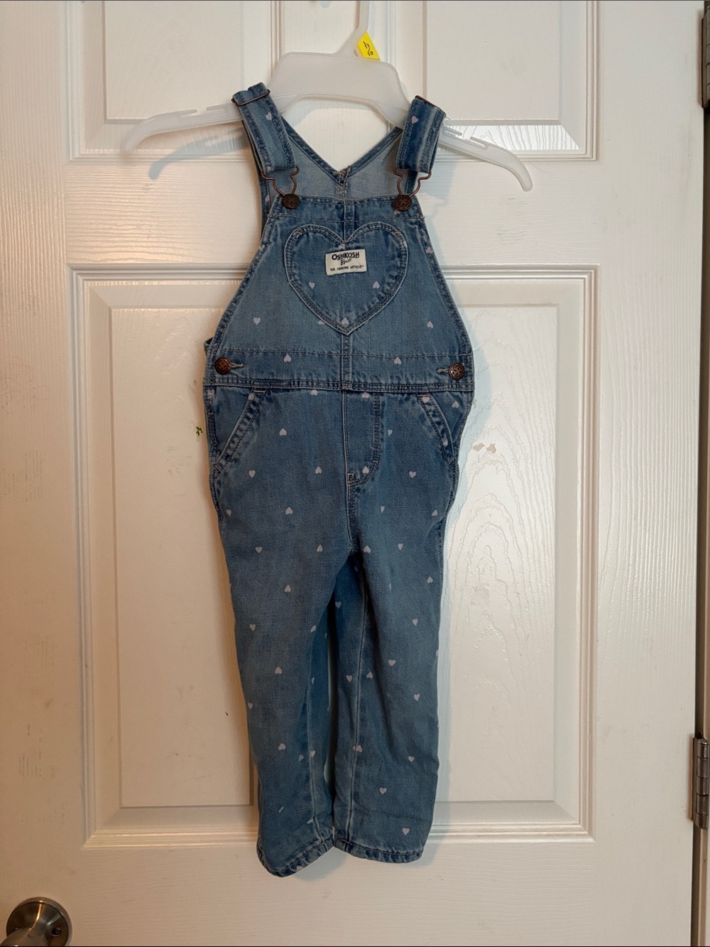 OshKosh B'gosh Blue Denim Heart-Accent Overalls